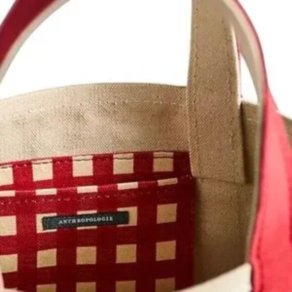 Anthropologie Beaded Canvas Tote in Strawberry - BRAND NEW - Picture 6 of 6
